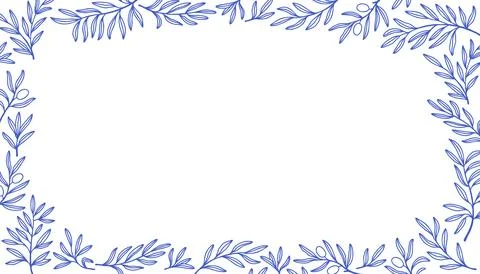 Branch rectangular border banner. Leaves and branches rectangular frame floral Stock Illustration