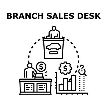 Branch sales desk concept representing business operation Stock Illustration