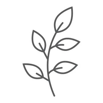 Branch thin line icon, easter and summer, plant sign, vector graphics, a linear Stock Illustration