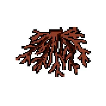Branch tree root pixel art vector illustration 스톡 일러스트