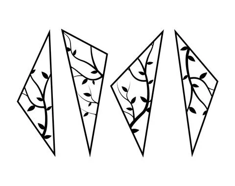Branch in triangle metal art , vector Stock Illustration
