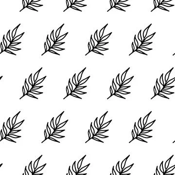 Branch of tropical flower seamless pattern Doodle with outline branch of Stock Illustration