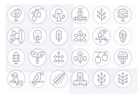 Branch Vector Icon Library with 24 Thin Line 256x256 Pixel Optimized Designs 스톡 일러스트