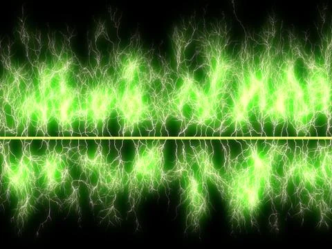 Branched Lightning Discharge - Multiple Green  Plasm Stock Illustration