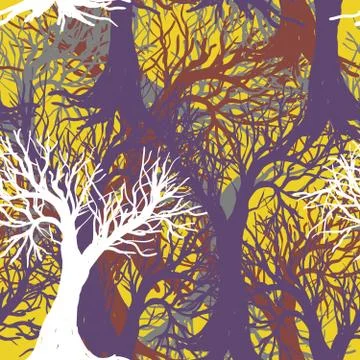 Branched trees seamless pattern, autumn Stock Illustration