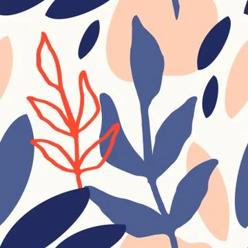 Branches and Leaf Shapes Seamless Pattern イラスト素材