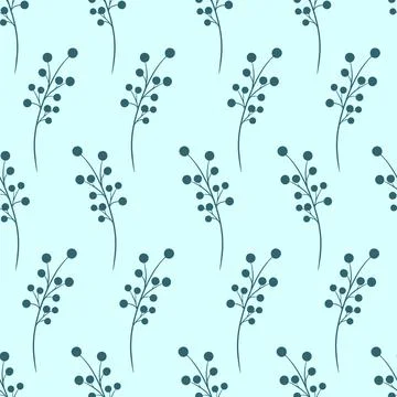 Branches with berries seamless symmetrical pattern. Illustrazione stock
