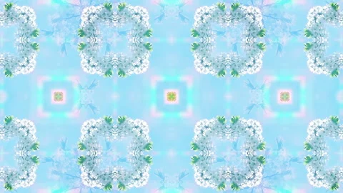 Branches of cherry blossoms on light blue sky with rainbow flashes of light Vidéo 273861498