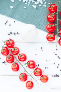 Branches of cherry tomatoes Stock Photos