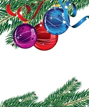 Branches of christmas tree and  decorations Stock Illustration