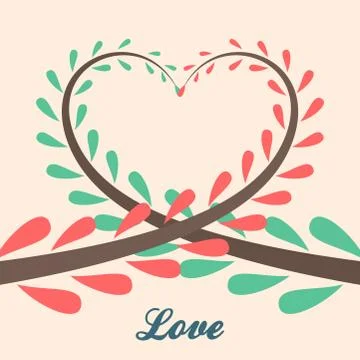 Branches forming heart shape Stock Illustration