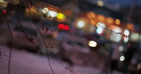 Branches of a leafless tree against the background of walking pedestrians . Vídeos de archivo 296103613
