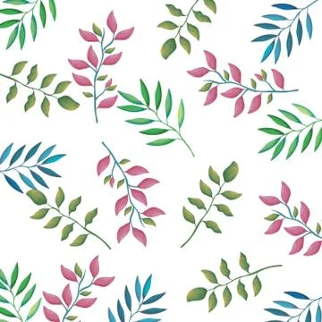 Branches with leafs decorative pattern Stock Illustration
