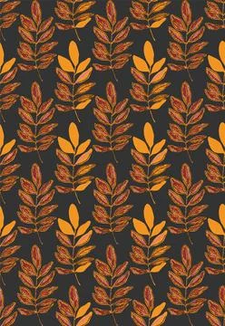 Branches with leaves seamless repeating pattern. Tree crowns, tropical exotic Stock Illustration