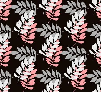 Branches with leaves seamless repeating pattern. Tree crowns, tropical exotic Stock Illustration