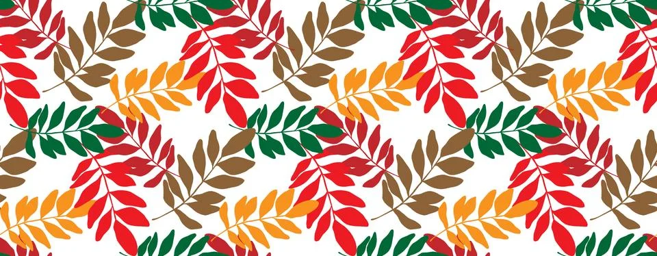 Branches with leaves seamless repeating pattern. Tree crowns, tropical exotic Stockillustratie