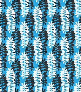 Branches with leaves seamless repeating pattern. Tree crowns, tropical exotic Stock Illustration