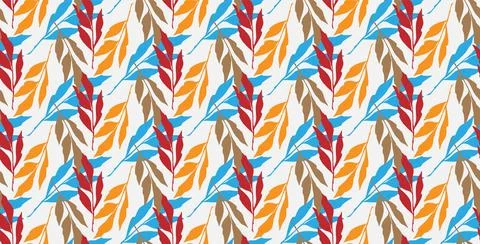 Branches with leaves seamless repeating pattern. Tree crowns, tropical exotic Stock Illustration