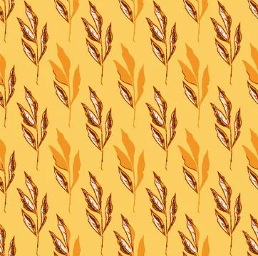 Branches with leaves seamless repeating pattern. Tree crowns, tropical exotic Stock Illustration