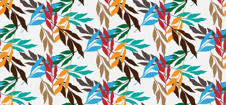 Branches with leaves seamless repeating pattern. Tree crowns, tropical exotic Illustrazione stock