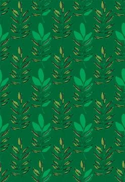Branches with leaves seamless repeating pattern. Tree crowns, tropical exotic Illustrazione stock