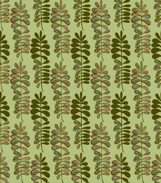 Branches with leaves seamless repeating pattern. Tree crowns, tropical exotic Illustrazione stock