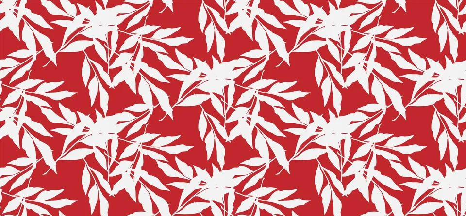 Branches with leaves seamless repeating pattern. Tree crowns, tropical exotic Stock Illustration