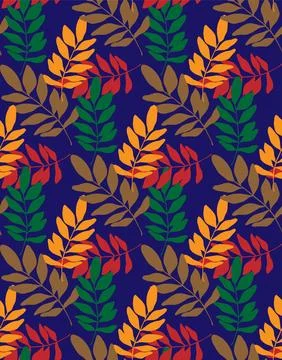 Branches with leaves seamless repeating pattern. Tree crowns, tropical exotic Stock Illustration