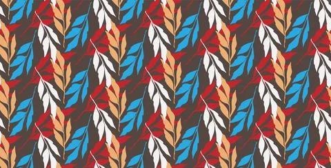 Branches with leaves seamless repeating pattern. Tree crowns, tropical exotic Stock Illustration