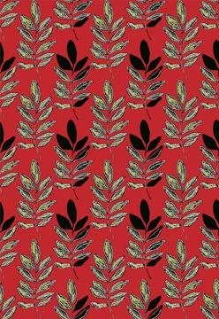 Branches with leaves seamless repeating pattern. Tree crowns, tropical exotic Stock Illustration