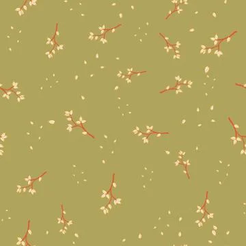 Branches with leaves seamless vector pattern Illustrazione stock