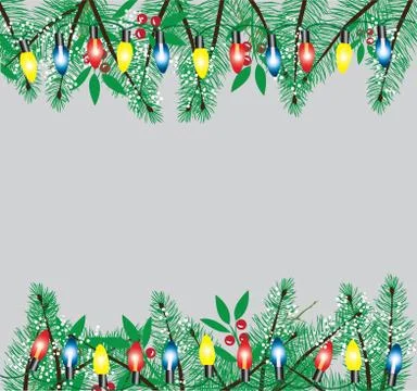 Branches with lights and snow Stock Illustration