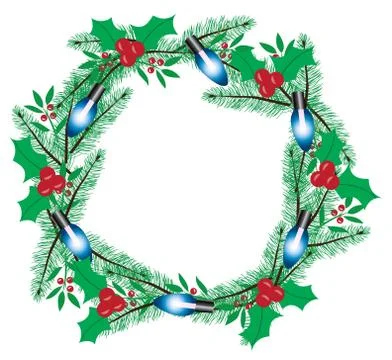 Branches lights holly Stock Illustration