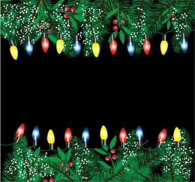 Branches lights snow Stock Illustration