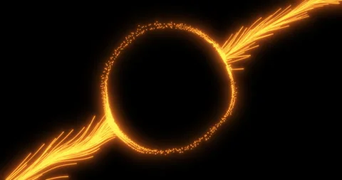 Branches of orange particles fly around the circle in the center of the fram Stock Footage 271146898