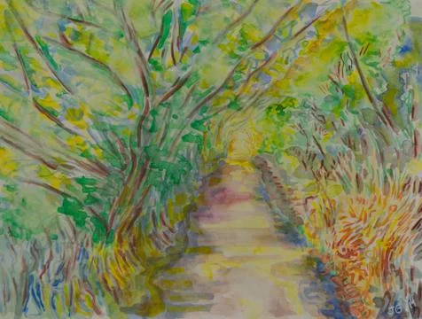 Branches over the path Stock Illustration