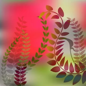 Branches  the red and green background Stock Illustration