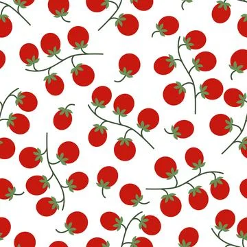Branches with ripe cherry tomatoes seamless pattern Illustrazione stock