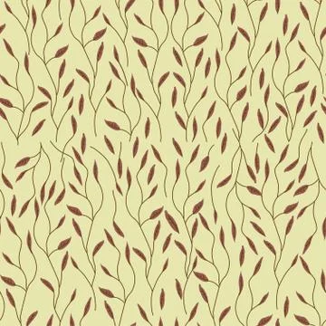 Branches seamless pattern. Floral drawn background with leafs. Texture for te 스톡 일러스트