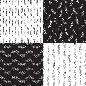 Branches seamless pattern. Vector texture with laurel. Rustic floral pattern Illustrazione stock