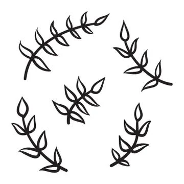 Branches vector hand drawn illustration. Icons on transparent background Stock Illustration