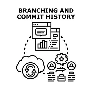 Branching and committing history for software development Stock Illustration