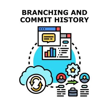 Branching and committing history for software development Stock Illustration
