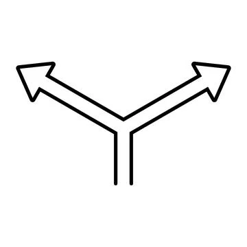 Branching arrows icon design in linear style. Stock Illustration