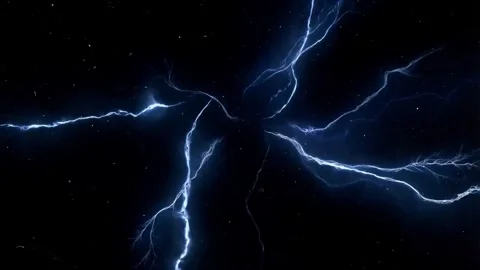 Branching Blue Lightning Network Spreading Across Dark Background Atmospheric Stock Footage 335980891