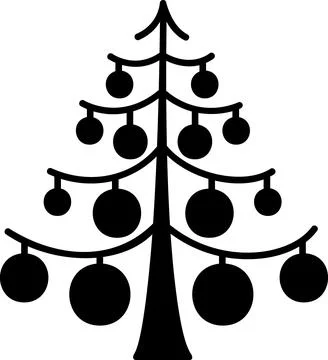 Branching Christmas tree icon with large baubles Stock Illustration