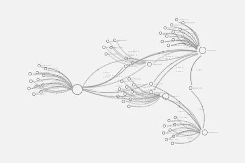 Branching Gray Data Network with Connected Nodes Vector Diagram Stock Illustration