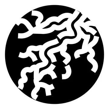 Branching network spreading inside circular black shape Stock Illustration