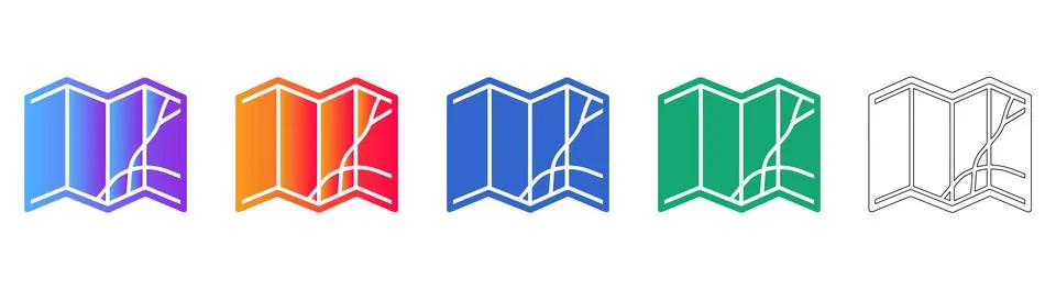 Branching Path Map Icons Collection Stock Illustration