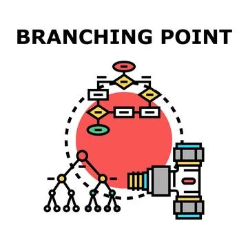 Branching point concept with process flow decision Stock Illustration